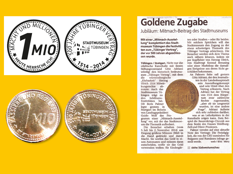 Münze für Ausstellung im Stadtmuseum Tübingen